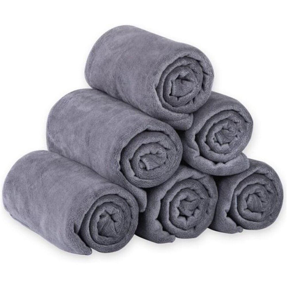 Microfiber Bath Towel Sets (6 Pack, 27" x 55") -Extra Absorbent, Fast